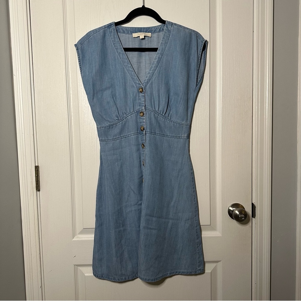 LOFT Chambray Button Front Dress